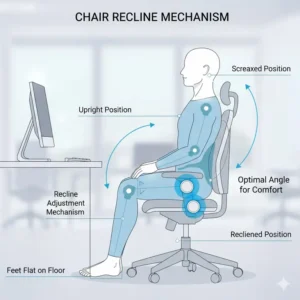 Photo of an adjustable chair recline mechanism, showing the features of the best office chair for tailbone pain.