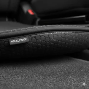 Close-up of the non-slip rubberized bottom that keeps the car seat cushion securely in place, preventing shifting while driving.
