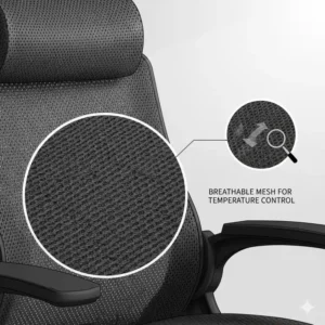 Close-up illustration of the breathable mesh upholstery and durable fabric used in modern footrest chairs.