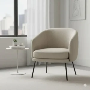 Minimalist armless beige accent chairs ideal for small living space apartments.