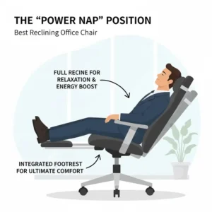 A person relaxing in a full tilt power nap position using the best reclining office chair.