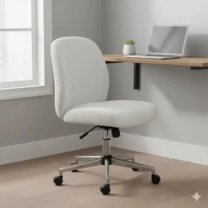 Compact armless fuzzy chairs for desks perfect for small apartments or dorm rooms.