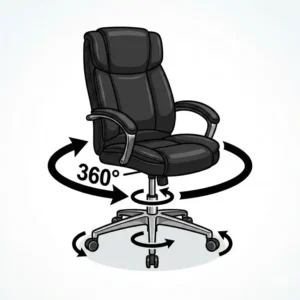 Close-up view of genuine top-grain leather texture and reinforced stitching on a swivel desk chair.