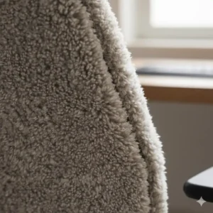 Detailed close-up showing the soft and cozy fabric texture of fuzzy chairs for desks.