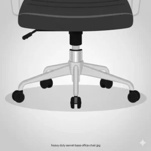 Polished chrome 5-star base with smooth-rolling casters on a faux leather office chair.