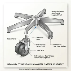 Comparison layout of a leather swivel chair available in multiple colors including tan, black, and chocolate brown.