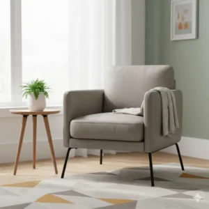 Compact leather living room chair designed for small apartments or corner seating areas.