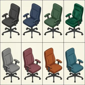A variety of color options available for our stylish and comfortable upholstered office chairs.