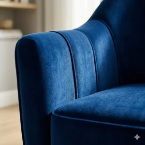 Illustration 4: Close-up detail of the premium upholstery on a velvet accent armchair highlighting the soft fabric sheen.