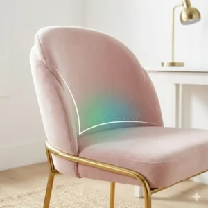 The ergonomic backrest design of this light pink desk chair gold legs no wheels ensures comfort.