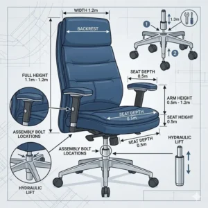 8-dimensions-guide-blue-leather-office-chair