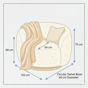 4: A detailed sizing infographic for a standard big round chair.