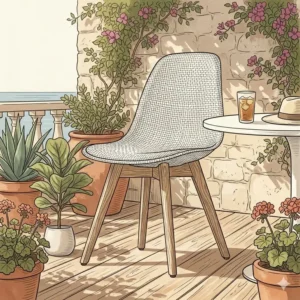 Weather-resistant white chair used as stylish patio furniture on a sunlit deck.
