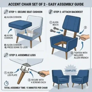 Step by step assembly instructions for the accent chair set 2
