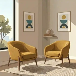 A plush velvet bouclé lounge chair, representing comfortable modern bedroom chairs for relaxing.