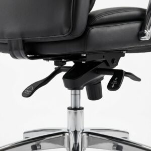 Modern home office setup featuring a comfortable high back executive office chair.