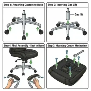 Easy step-by-step assembly instructions for our collection of black leather office chairs.