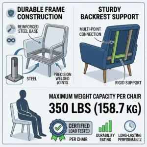 Heavy duty frame construction of the accent chair set 2