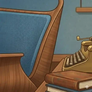 An illustration highlighting the rich walnut wood grain and leather textures commonly found on iconic mid century modern office chairs.