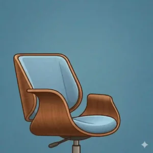 A vector illustration of a classic molded plywood Eames style mid century modern office chairs with a functional swivel base.